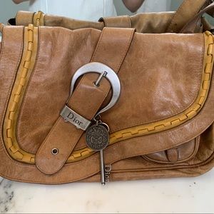 Christian Dior Authentic Gaucho Tan Saddlebag Leather Bag Purse